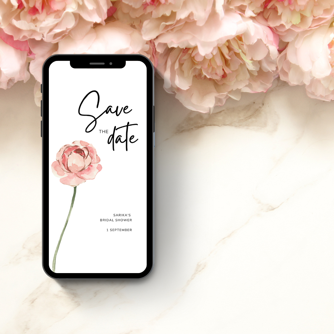 English Rose Save the Date Digital Invitation