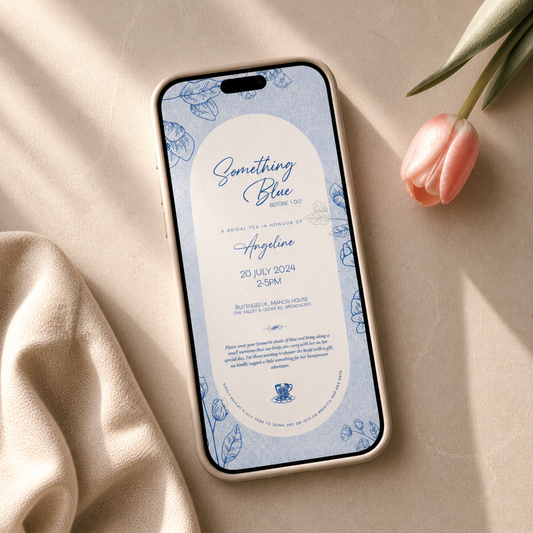 "Something Blue" digital invitation
from the modern romance collection