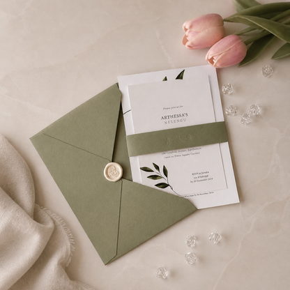 Classic invitation suite with coloured envelope (set of 10)