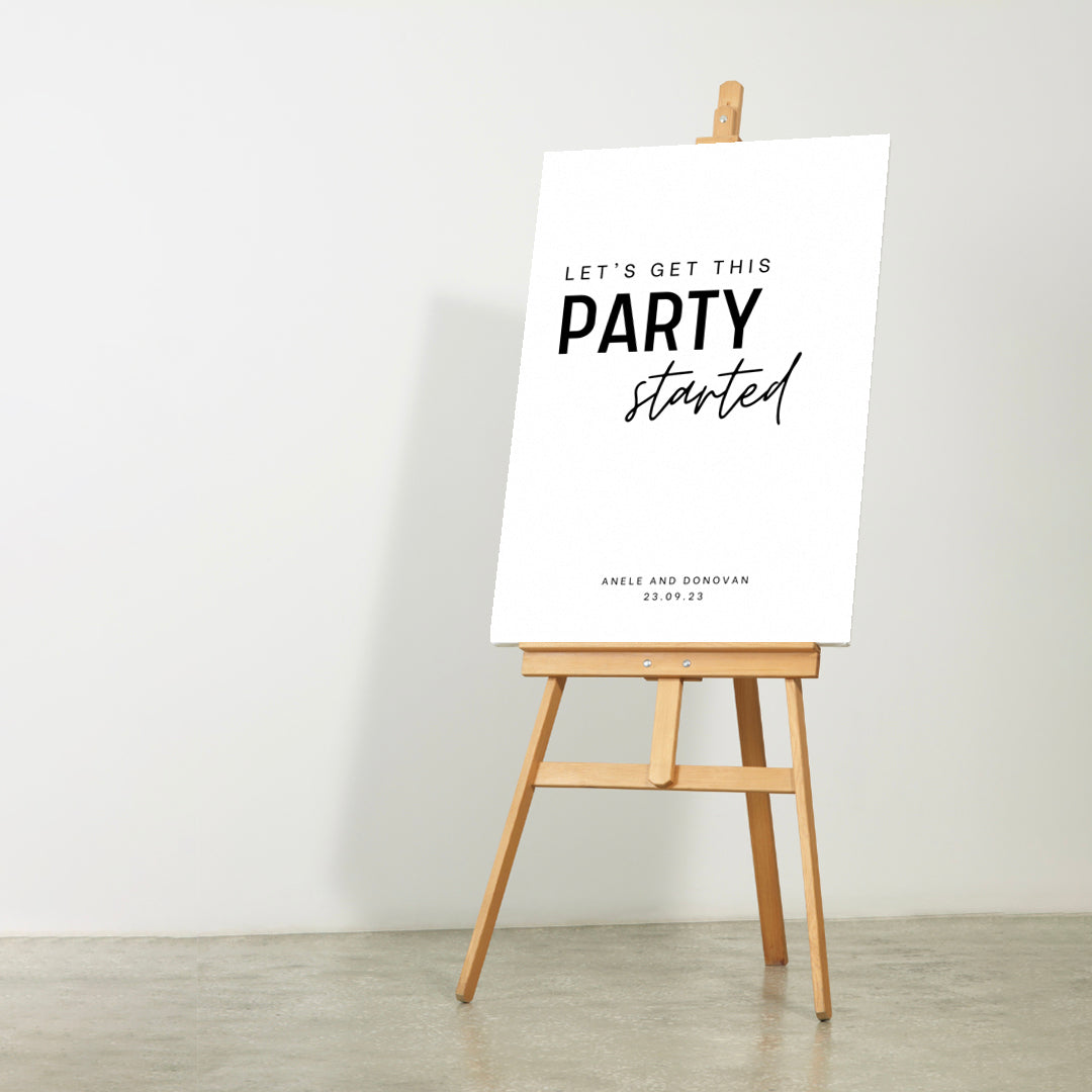 Lets get this party started - A1 Wedding Welcome Sign